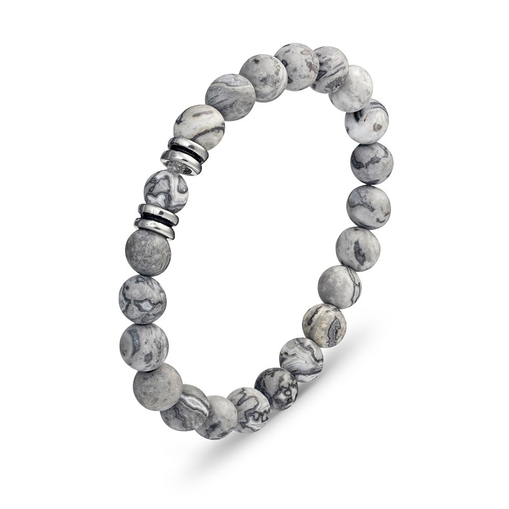 Blaze men’s jasper bead bracelet with stainless steel details