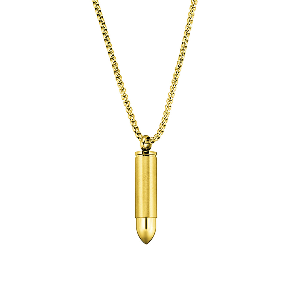 Blaze stainless steel men’s necklace with bullet pendant