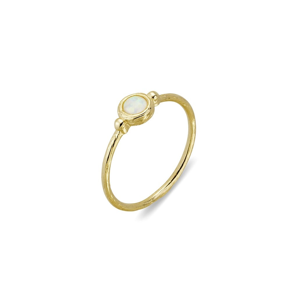 Sterling silver gold plated ring featuring white opalite