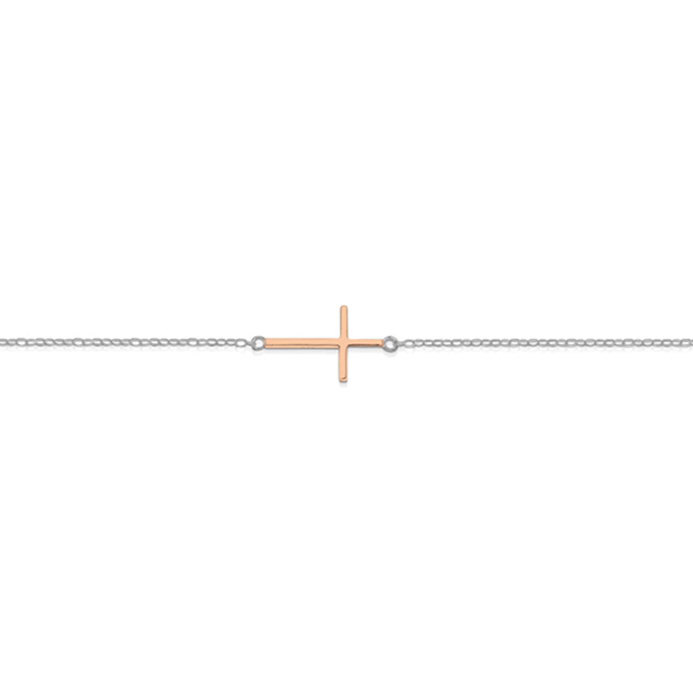 Sterling silver fine cross bracelet