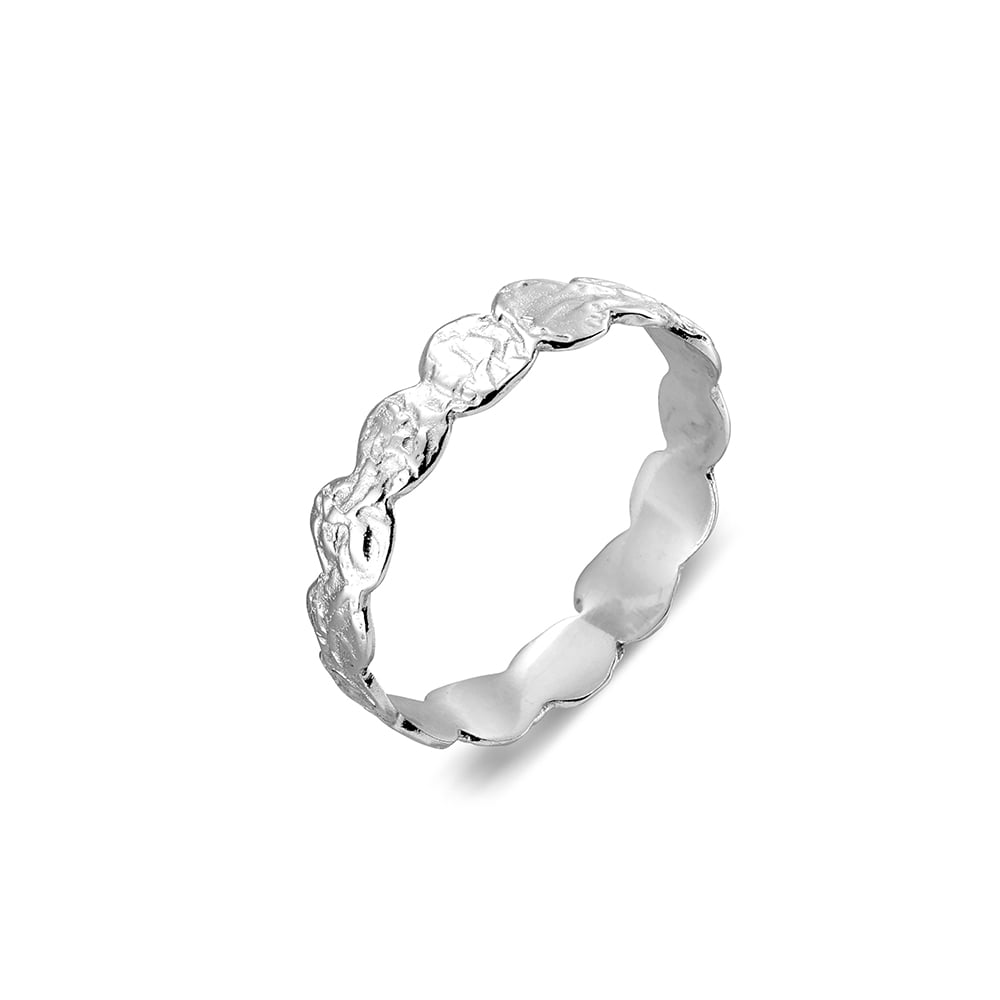 Sterling silver flat hammered multi-circle band ring