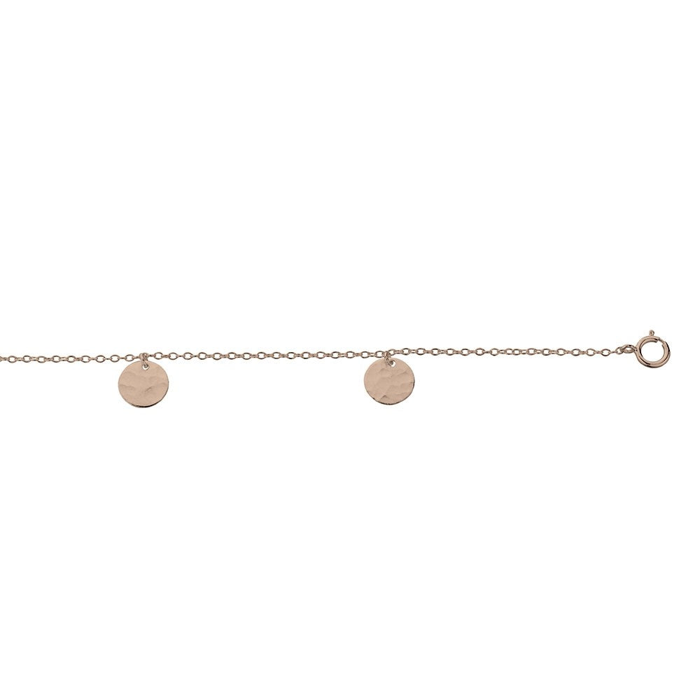 Sterling silver gold plated hammered disc bracelet