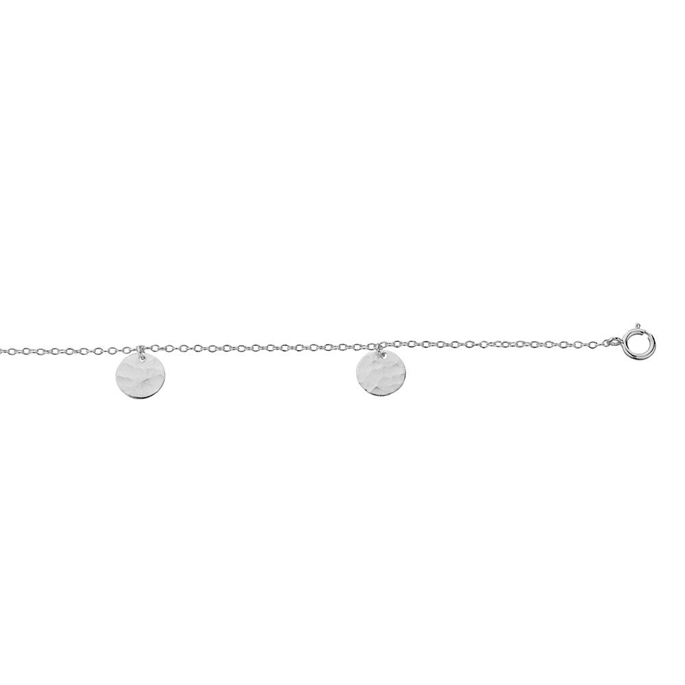 Sterling silver gold plated hammered disc bracelet