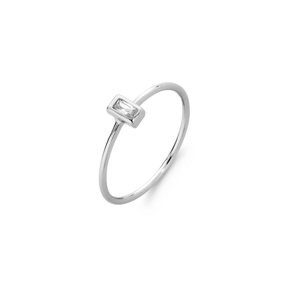Sterling silver dainty single CZ ring