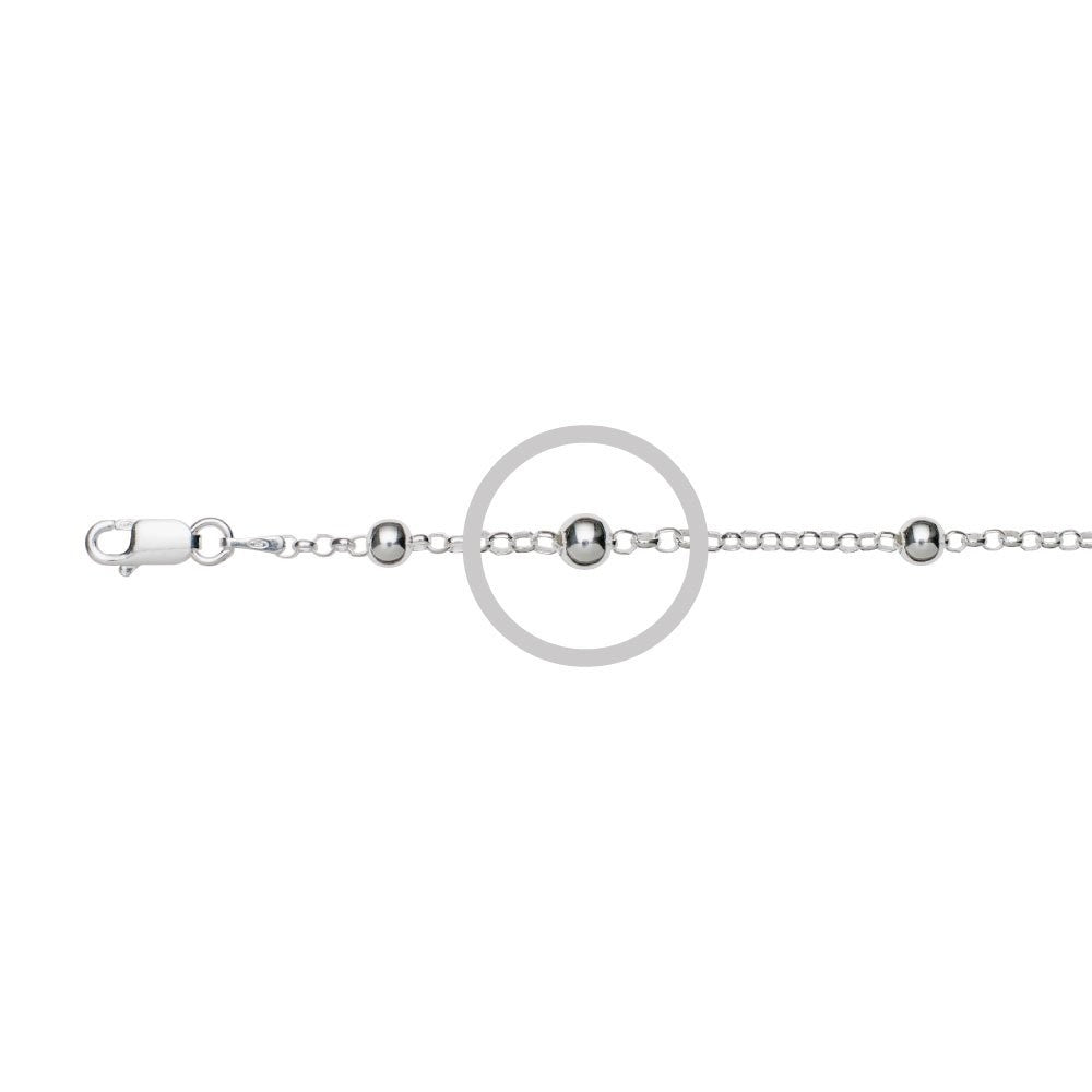 Sterling silver 1MM satellite belcher chain with 3MM beads