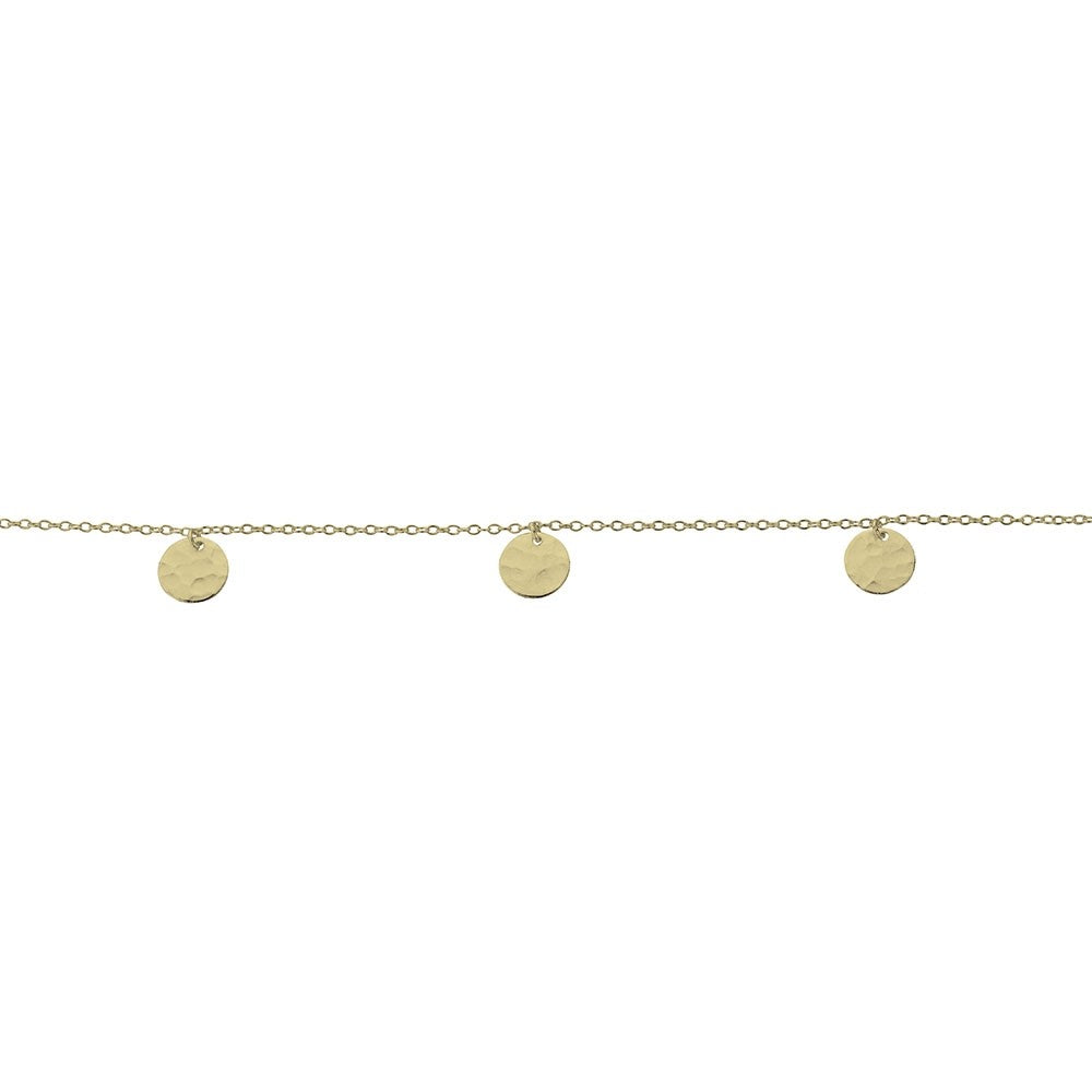 Sterling silver gold plated hammered disc bracelet