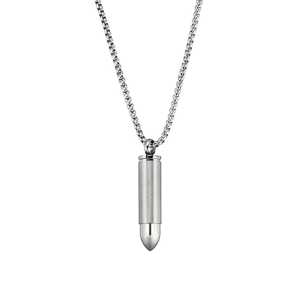 Blaze stainless steel men’s necklace with bullet pendant