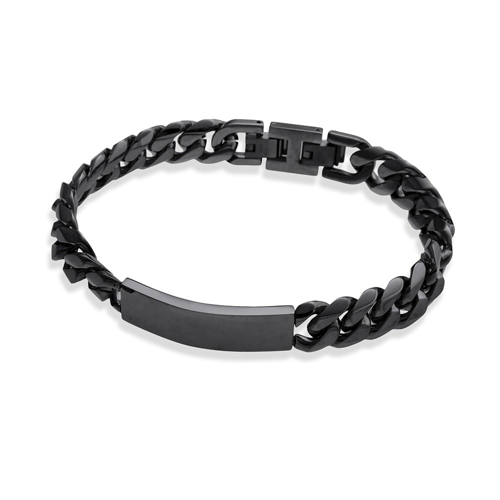 Blaze stainless steel 12MM Cuban link shiny finish ID bracelet