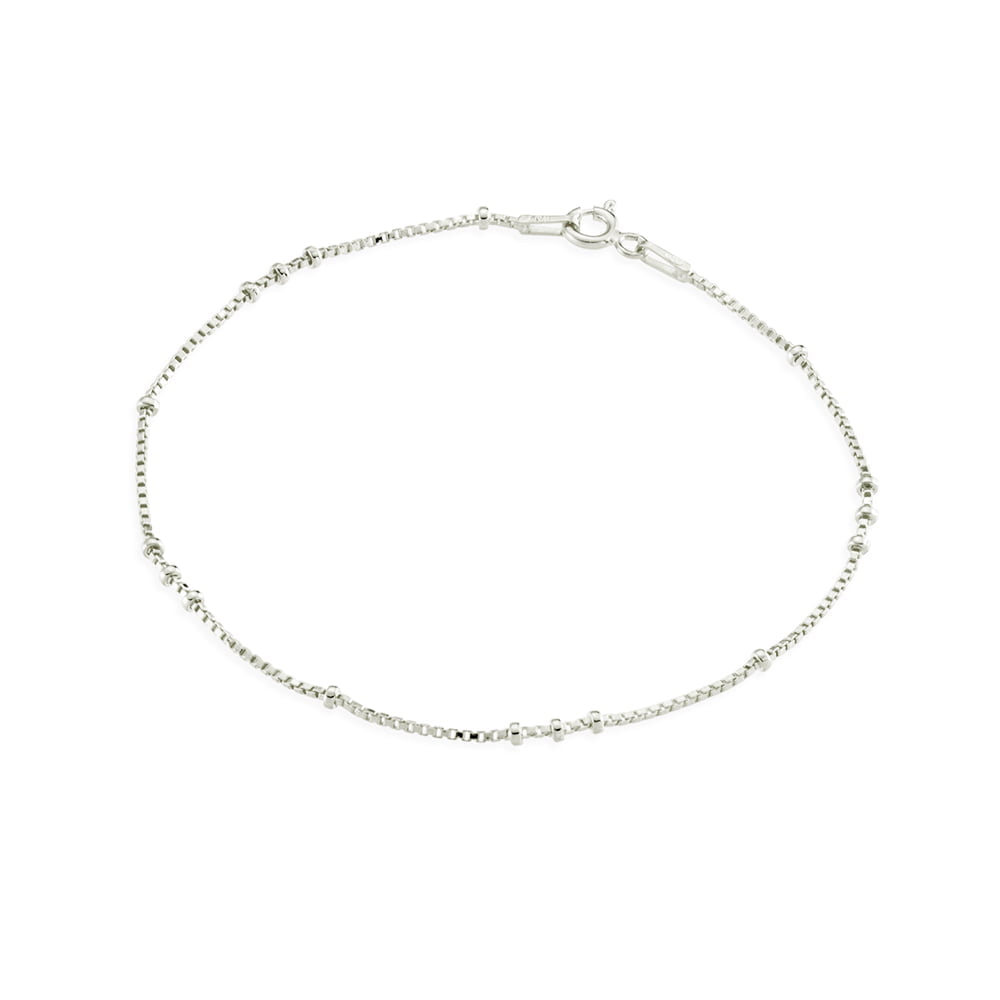 Sterling silver fine venetian chain bracelet with bead details