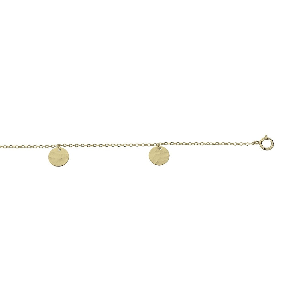 Sterling silver gold plated hammered disc bracelet