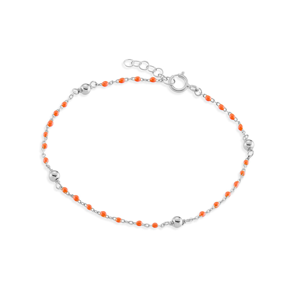 Sterling silver beaded bracelet with coral details