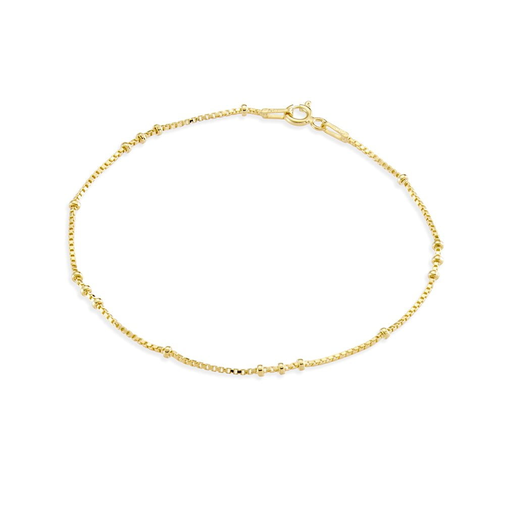 Sterling silver fine venetian chain bracelet with bead details