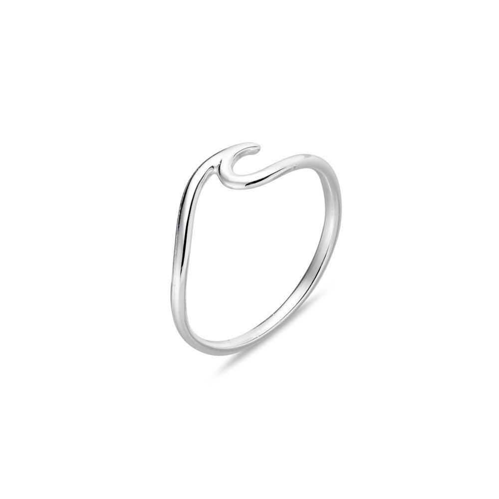 Sterling silver petite style ocean wave ring