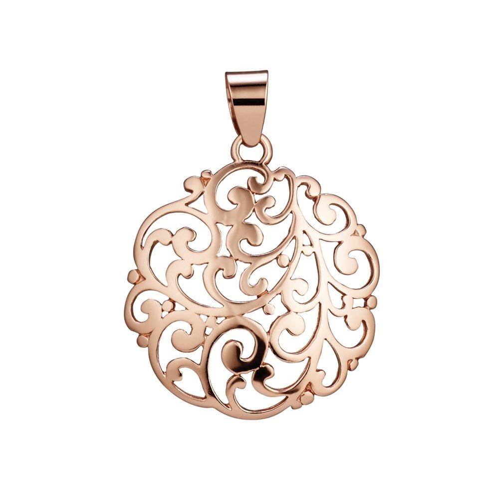 Sterling silver fancy filigree round circle pendant