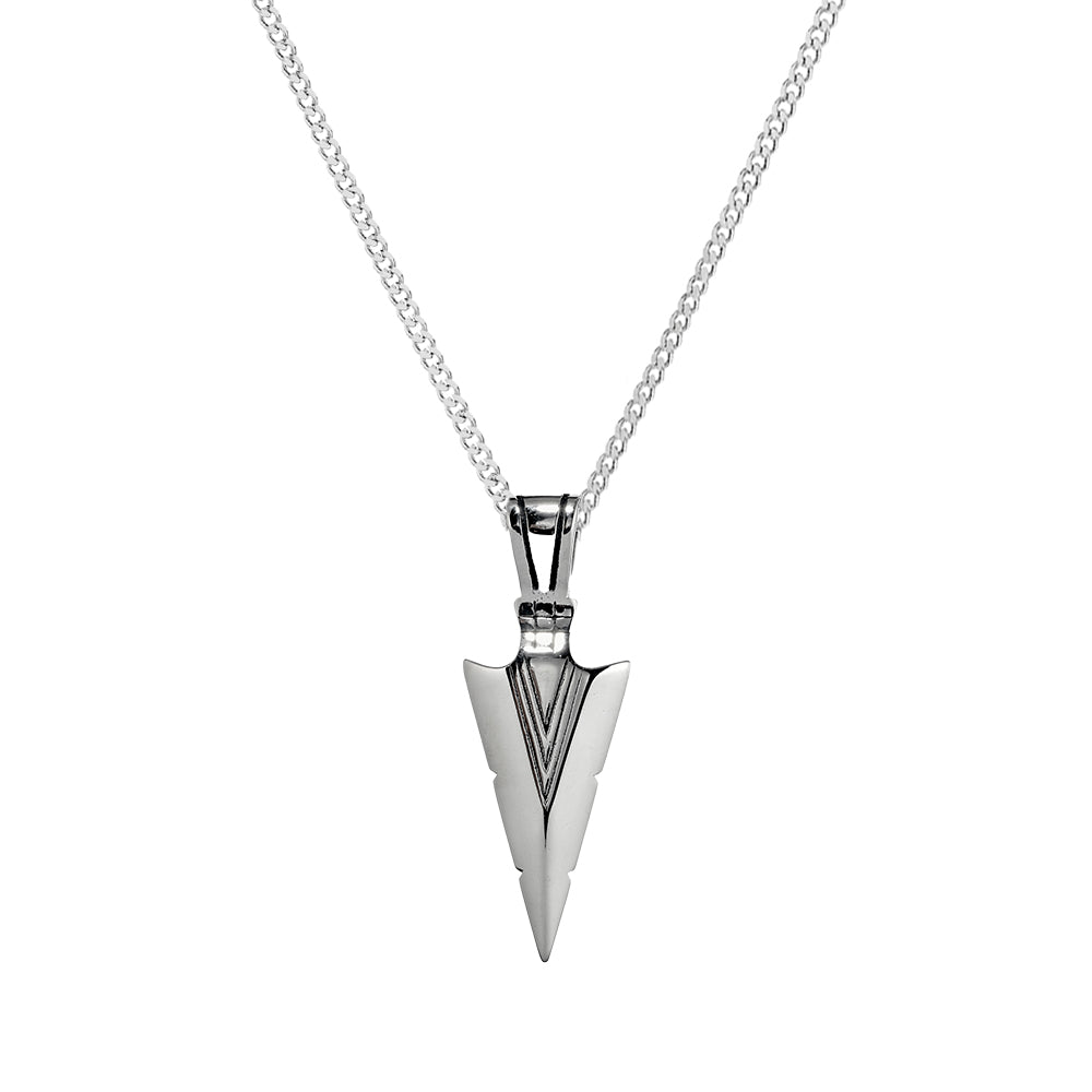 Blaze stainless steel men’s spearhead necklace with curb chain