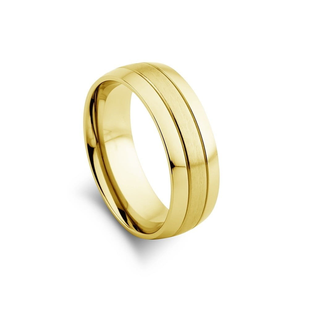 Blaze stainless steel men’s matte and polished wide band ring