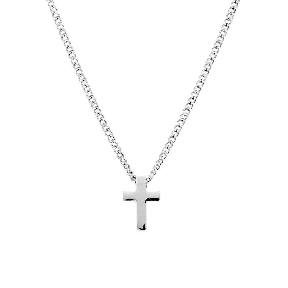 Blaze men’s stainless steel open curb chain necklace with cross pendant
