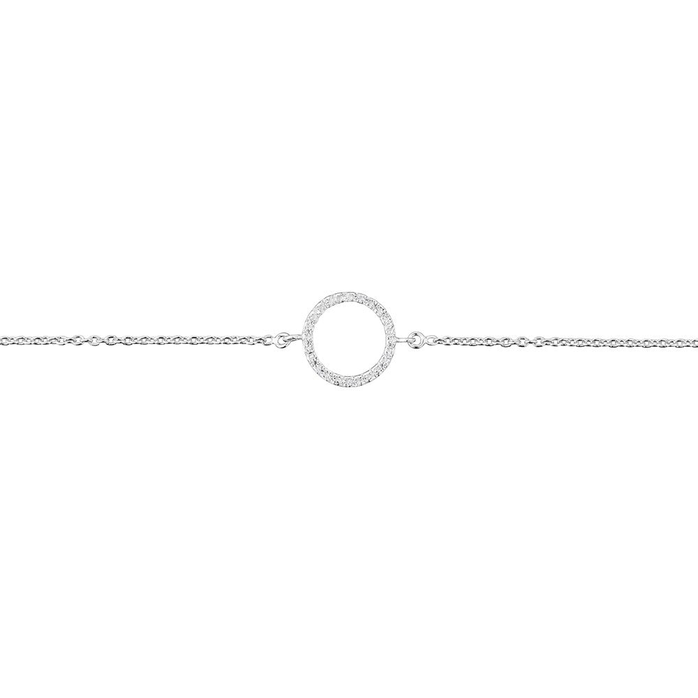 Sterling silver open circle bracelet with CZ detail