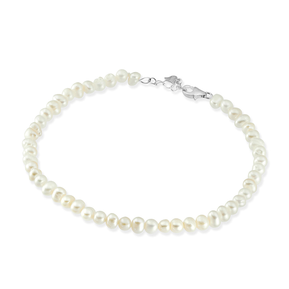 Freshwater potato pearl bracelet with sterling silver clasp and extension