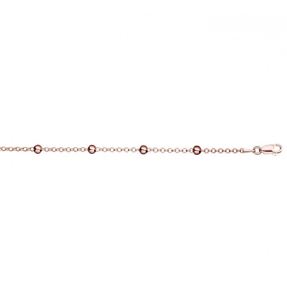 Sterling silver fancy cable chain with beads