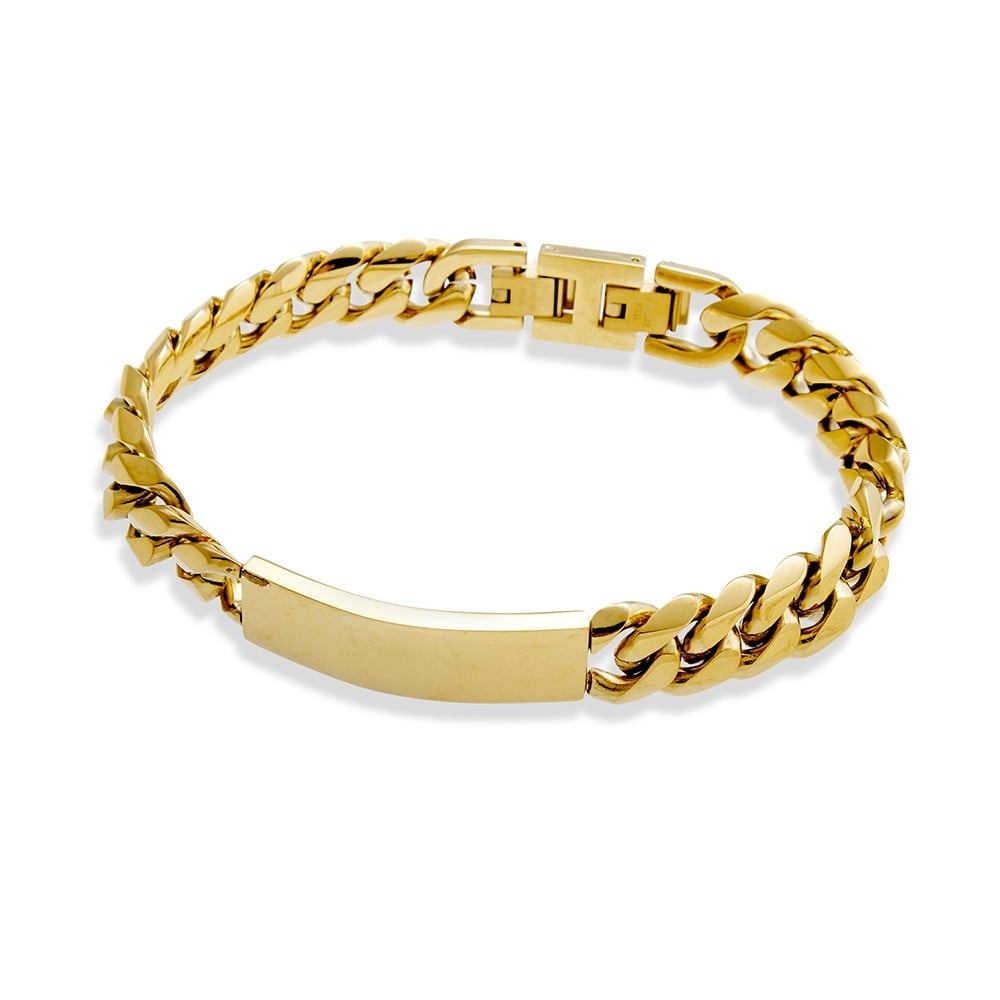 Blaze stainless steel 12MM Cuban link shiny finish ID bracelet