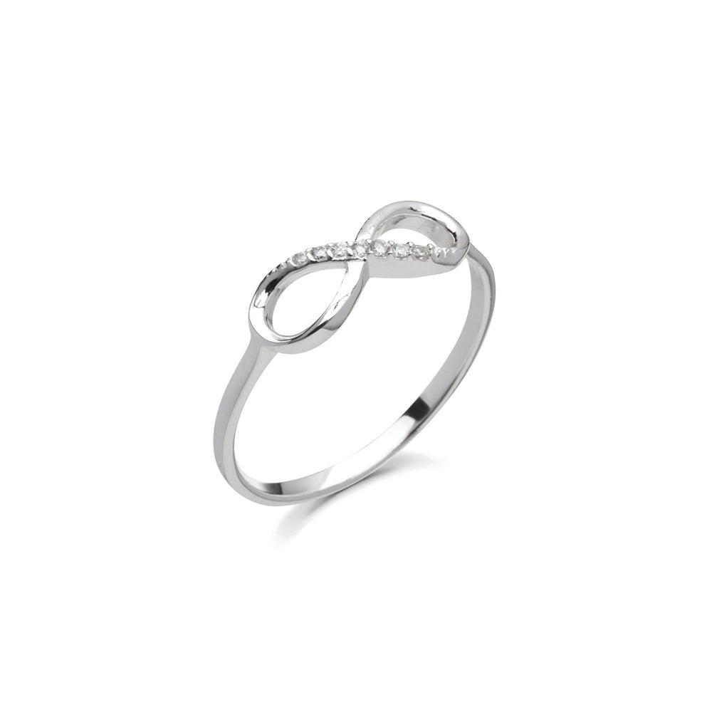 Sterling silver stone set infinity ring