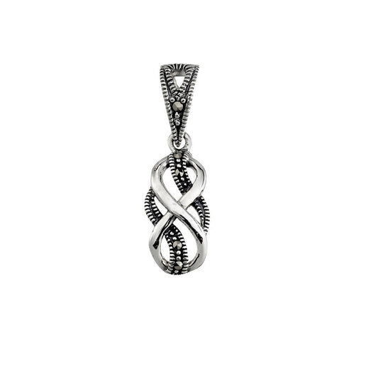 Sterling silver marcasite infinity drop pendant