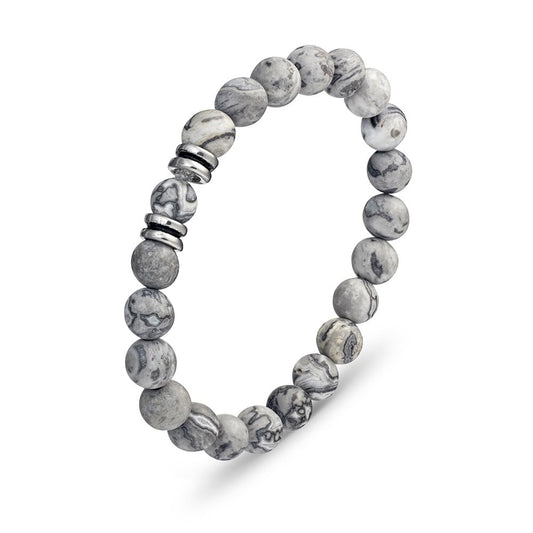 Blaze men’s jasper bead bracelet with stainless steel details