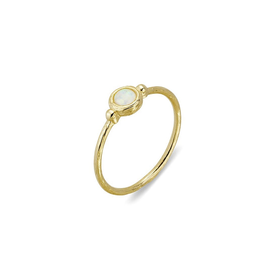 Sterling silver gold plated ring featuring white opalite