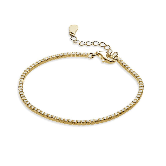 Sterling silver round white CZ tennis bracelet with extension