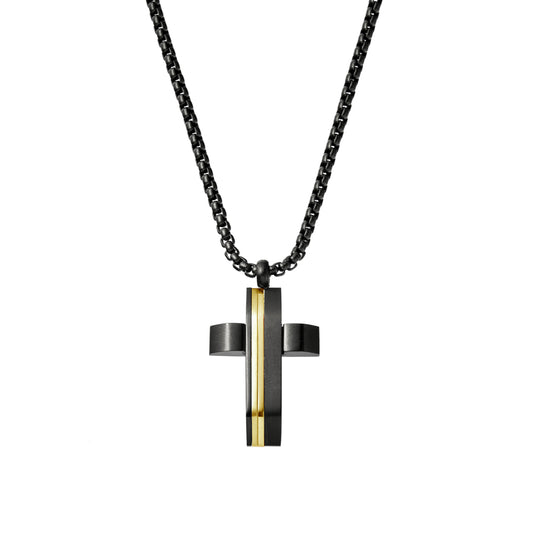 Blaze stainless steel men’s black cross with steel detailing