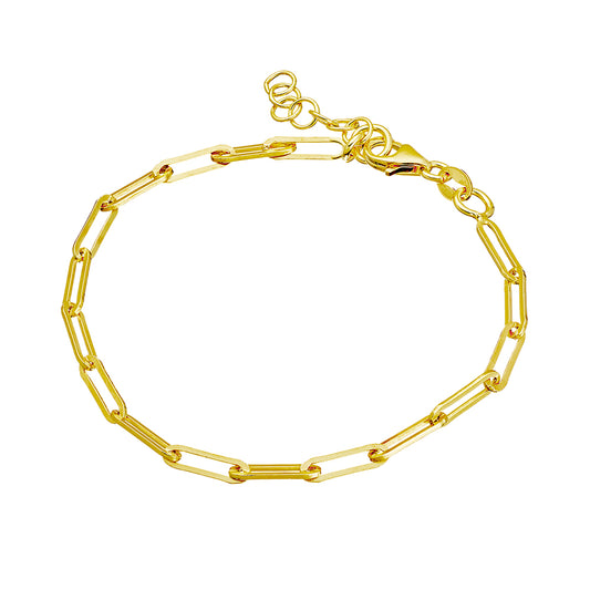 Sterling silver gold plated 10MM paperclip link chain bracelet