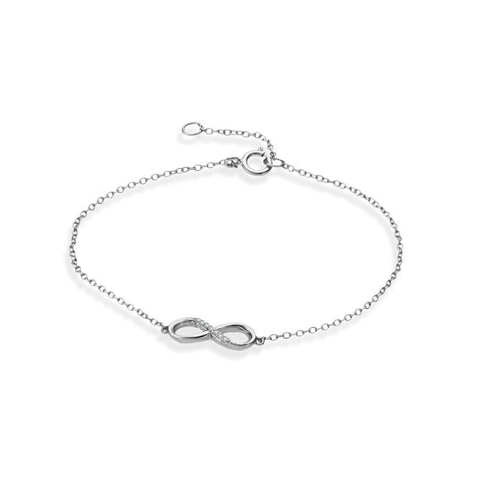 Sterling silver infinity with CZ detail bracelet
