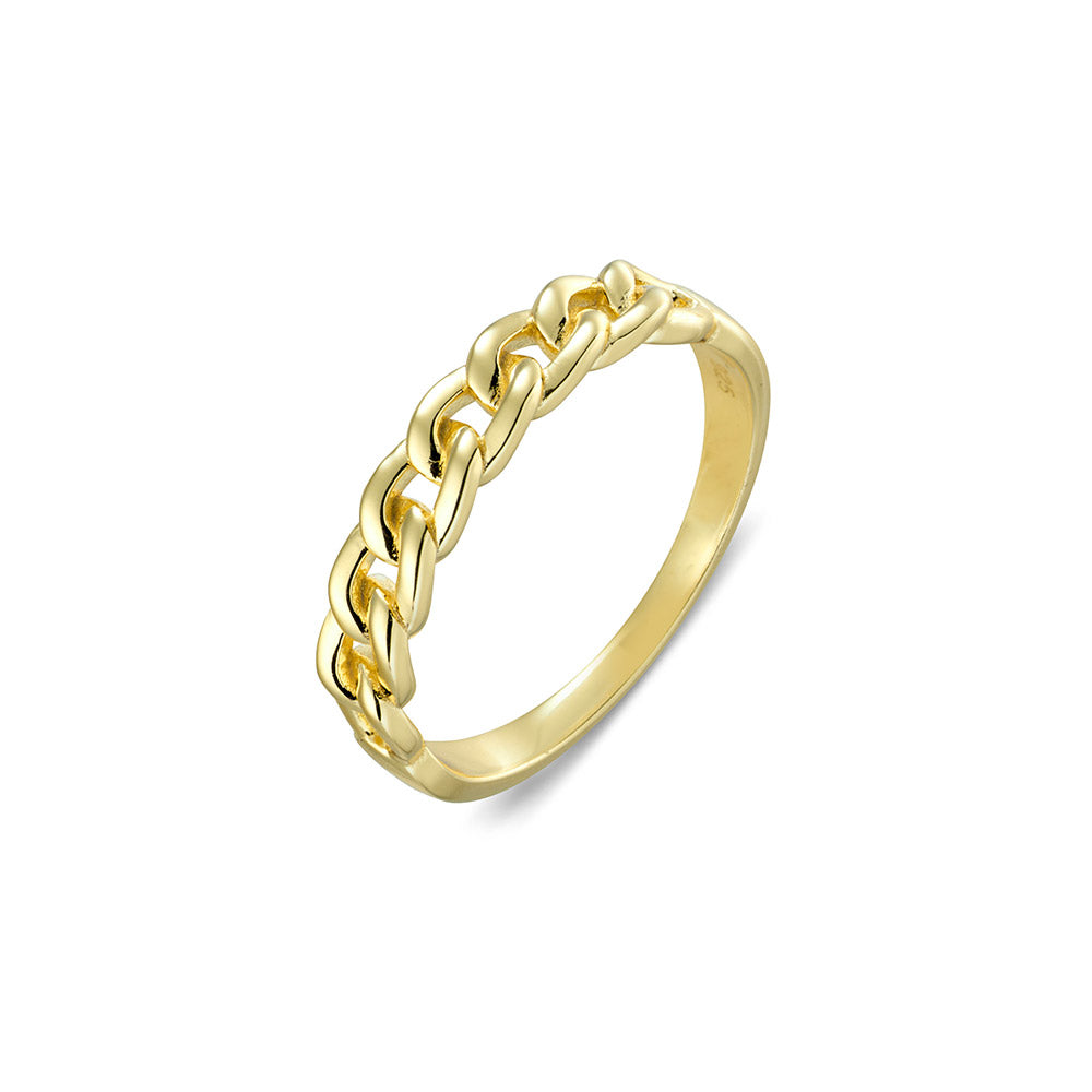 Sterling silver wide chain feature ring