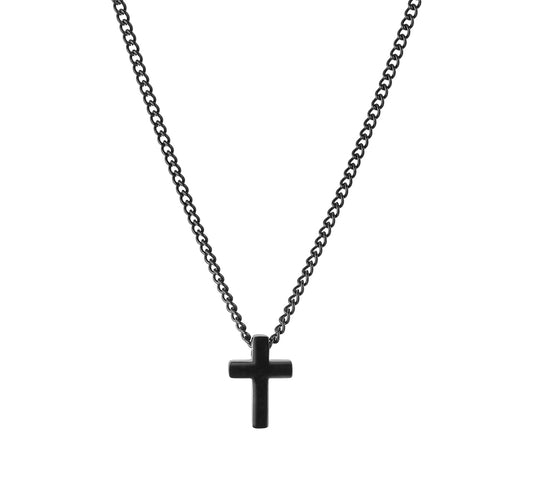 Blaze men’s stainless steel open curb chain necklace with cross pendant