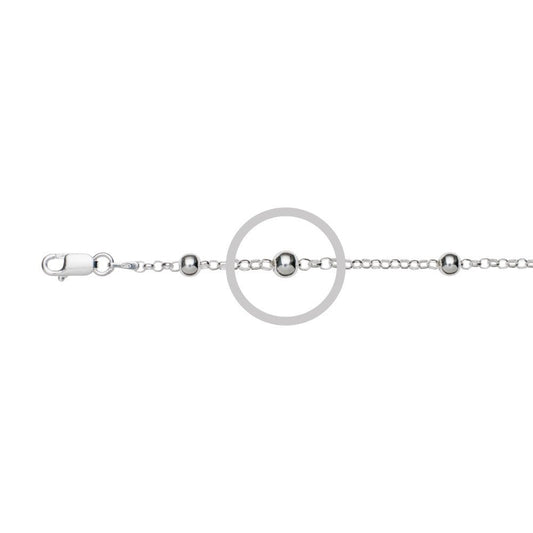 Sterling silver 1MM satellite belcher chain with 3MM beads