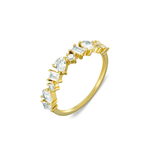 Sterling silver gold plated mix-set CZ fine ring