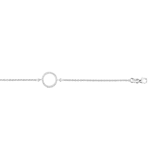 Sterling silver open circle bracelet with CZ detail