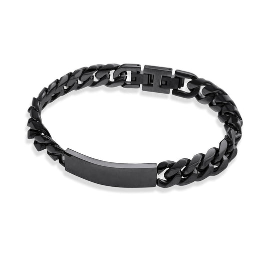 Blaze stainless steel 12MM Cuban link shiny finish ID bracelet