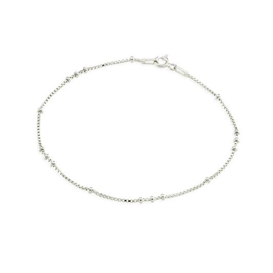 Sterling silver fine venetian chain bracelet with bead details