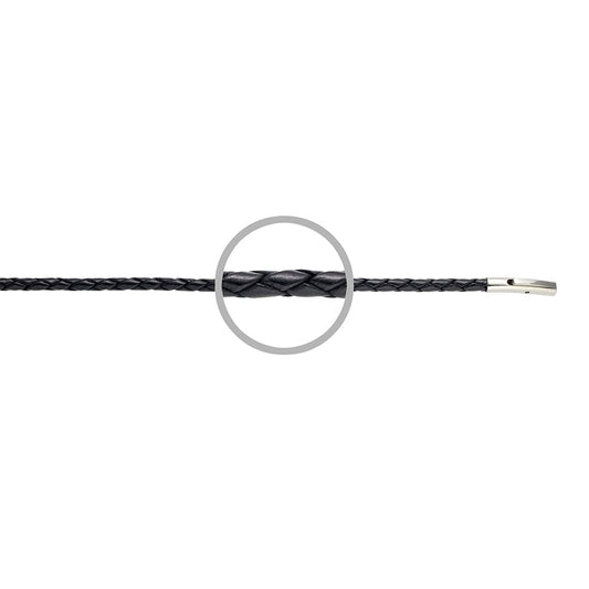 Blaze men’s black leather neck with stainless steel clasp