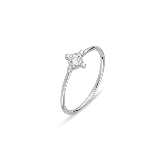 Sterling silver CZ ring with ball point detail