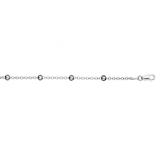 Sterling silver fancy cable chain with beads