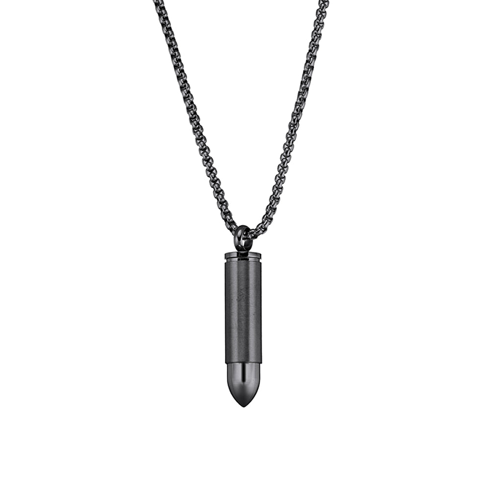 Blaze stainless steel men’s necklace with bullet pendant