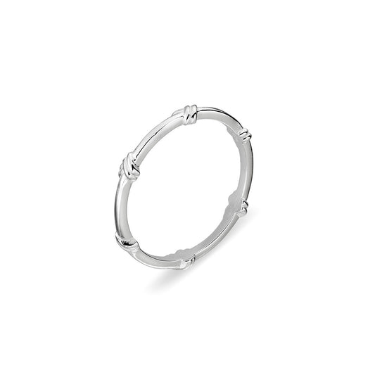 Sterling silver thin band ring with twist details