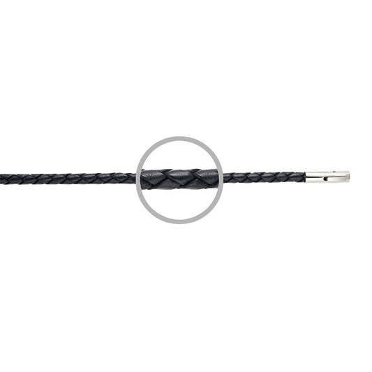 Blaze men’s black leather neck with stainless steel clasp