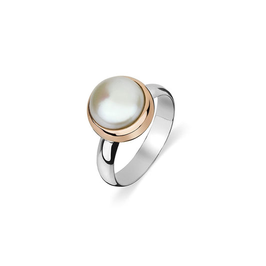 Sterling silver rose gold plated freshwater pearl ring