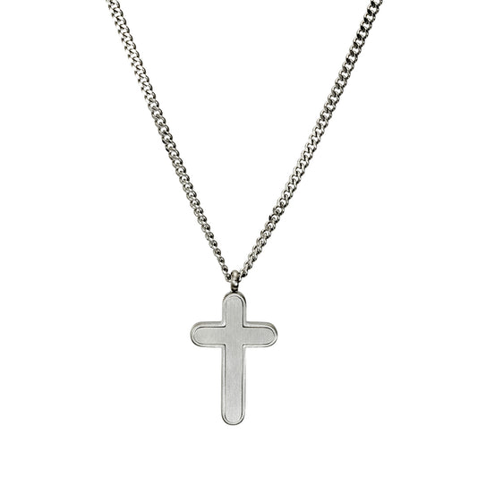 Blaze men’s stainless steel necklace with rounded cross pendant