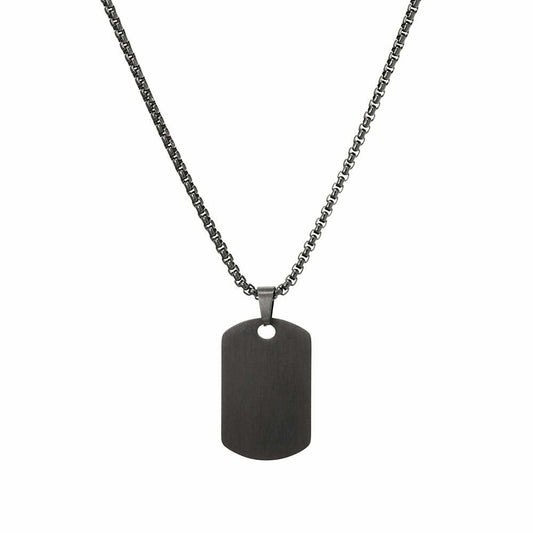 Blaze stainless steel men’s matte dog tag pendant necklace with box chain