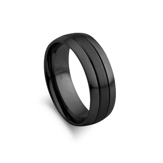 Blaze stainless steel men’s matte and polished wide band ring